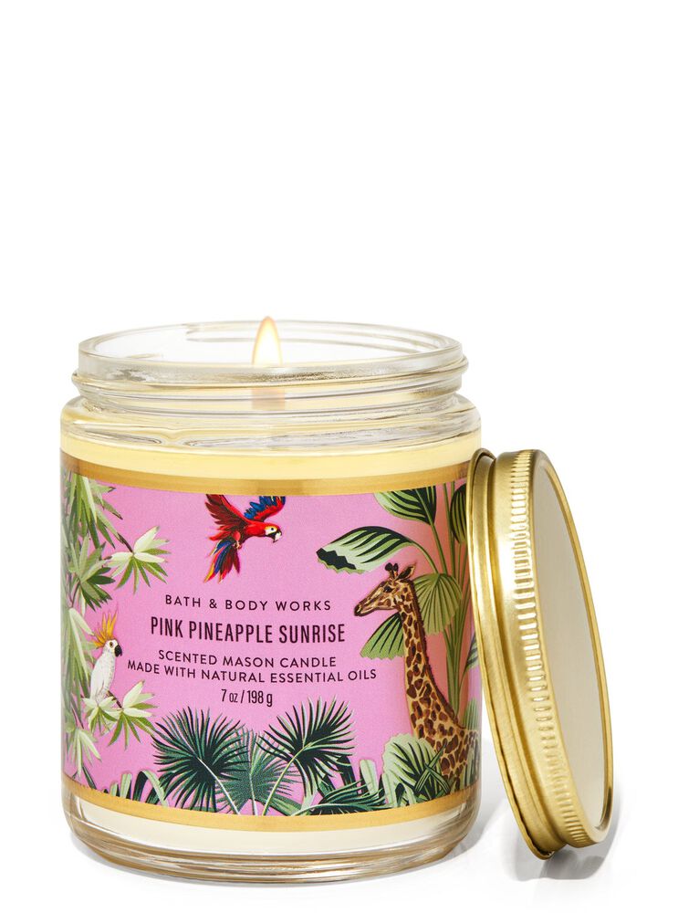 Pink Pineapple Sunrise Mason Single Wick Candle Single Wick Candle