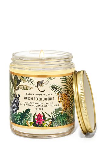 Waikiki Beach Coconut Mason Single Wick Candle Single Wick Candle