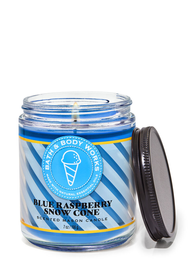 Blue Raspberry Snow Cone Mason Single Wick Candle Single Wick Candle