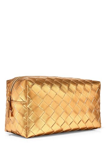 Gold Woven Dopp Kit Cosmetic Bag
