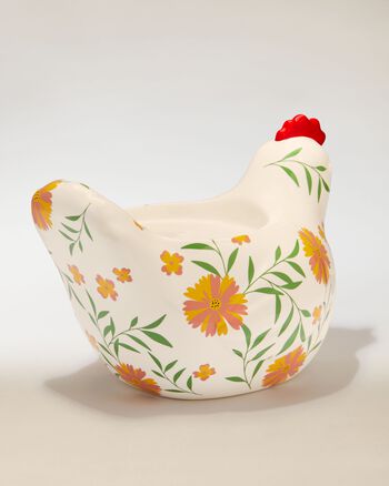 Floral Chicken Pedestal 3-Wick Candle Holder 3-Wick Candle Holder