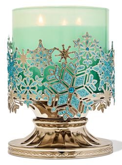 Stained Glass Snowflakes 3-Wick Candle Holder Stained Glass Snowflakes 3-Wick Candle Holder