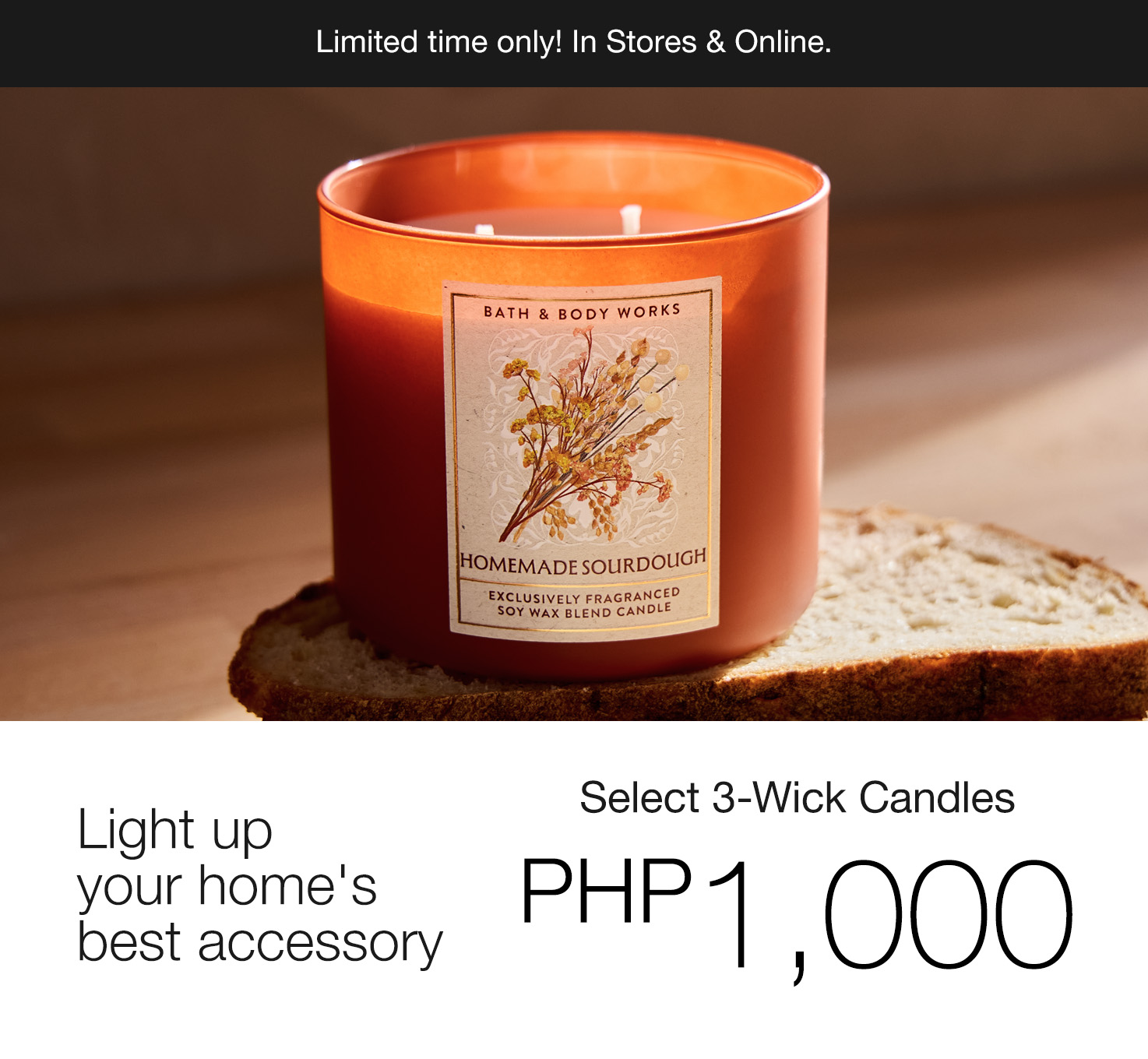 3-Wick Candles, Buy 1 for ₱1,000